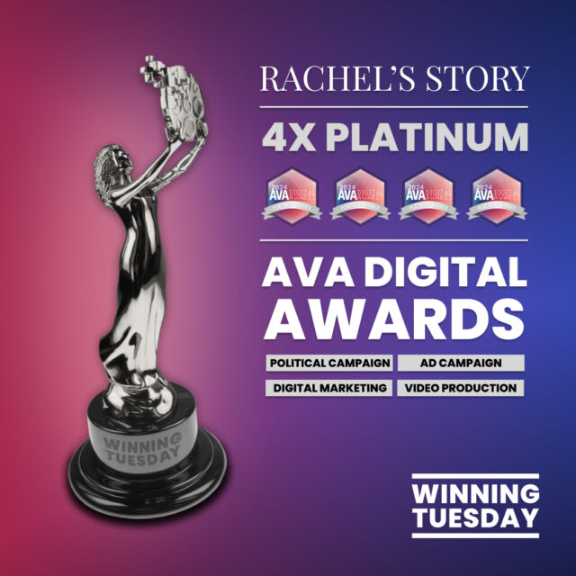 🏆🏆🏆🏆 4X platinum for Winning Tuesday at the AVA Digital Marketing Awards! 

'Rachel's Story' is resonating with industry leaders, who recognize an impactful campaign when they see one. 

Congratulations to the Winning Tuesday team, and a big thank you to the @avadigital_awards.