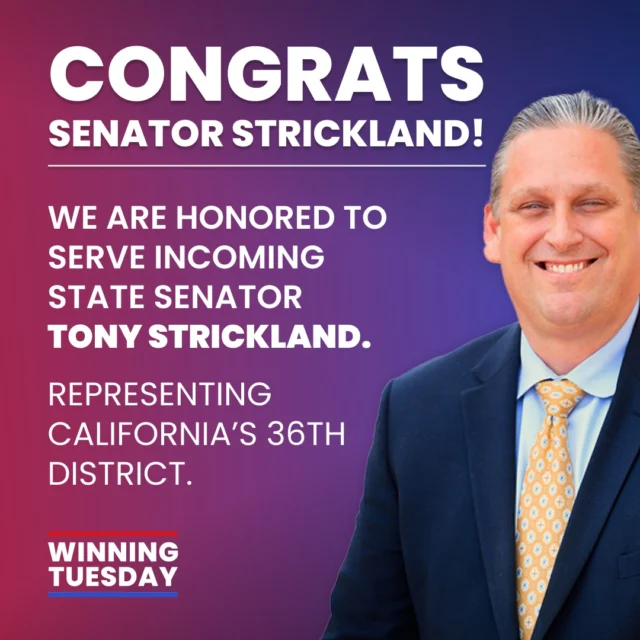 🚀 SENATOR Tony Strickland is being sworn in today.

This is a huge win in a competitive district and we’re proud that Winning Tuesday and Get Out The Lists led Tony’s digital fundraising.

Today, we celebrate the decisive victory of another tough, pragmatic, conservative fighter. California is changing and we're here for it. 🇺🇸